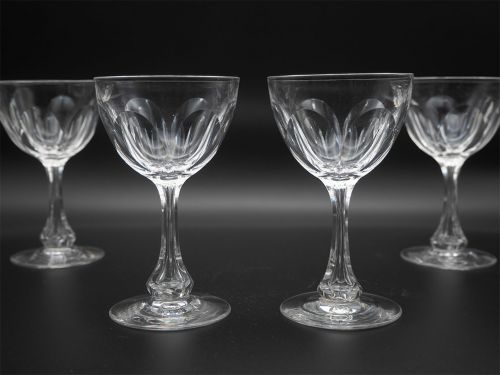 Set of 4 Edwardian Cut Glass Port Glasses