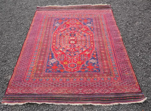 Good Antique Afghan Flat Weave Rug