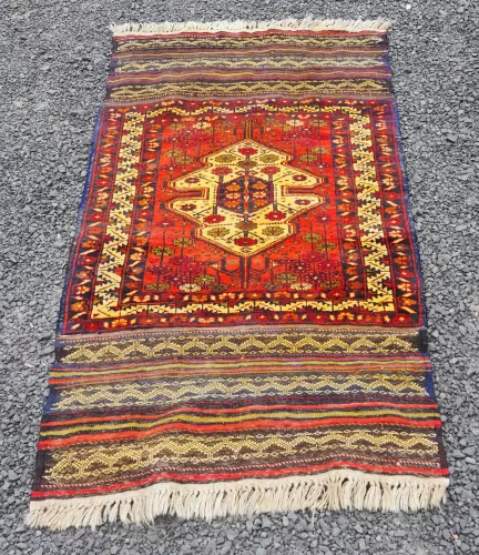 Unusual Afghan Tribal Wool Rug