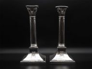Fine Pair of Sterling Silver Adams Style Candlesticks