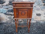 French Marble Top Oak Bedside Cabinet