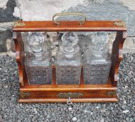 Edwardian Oak 3 Decanter Tantalus