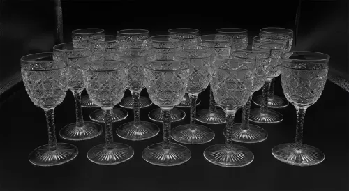 Superb Set of 18 Crystal Spirit Glasses