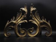 Fine Pair of Rococo Design Brass Fire Dogs
