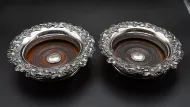 Pair Victorian Silver Plated Decanter Coasters