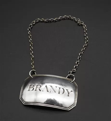 Good Georgian Silver Brandy Decanter Label