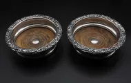 Good Pair Victorian Silver Plated Coasters