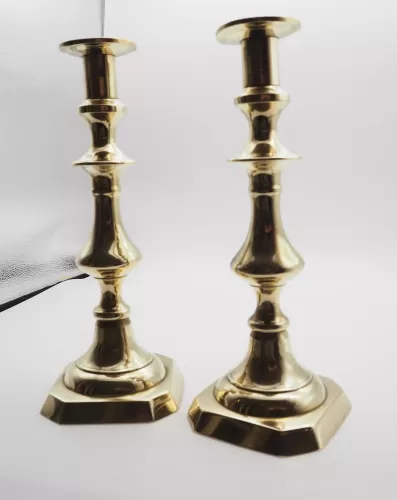 Good Clean Pair of Victorian Brass Candlesticks