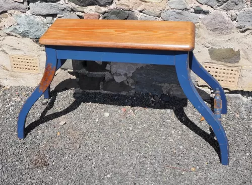 Unusual 19th Century Painted Pine Stool