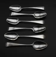 Set of Six 18th Century Silver Teaspoons