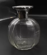 Large Silver Topped Glass Scent Bottle