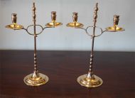 Pair of Edwardian Brass Student Lamps