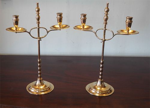 Pair of Edwardian Brass Student Lamps