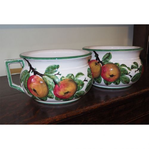 Rare Pair of Scottish Wemyss Chamber Pots
