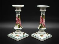 Fine Pair Scottish Wemyss Roses Candlesticks