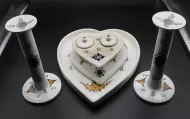 Rare Early Wemyss Full Desk Set in Turkey Pattern